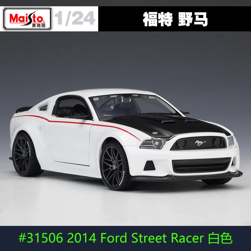 1:24 Maisto Ford Mustang Street Racing серебристый/оранжевый/зеленый/белый литой модельный автомобиль - Цвет: white