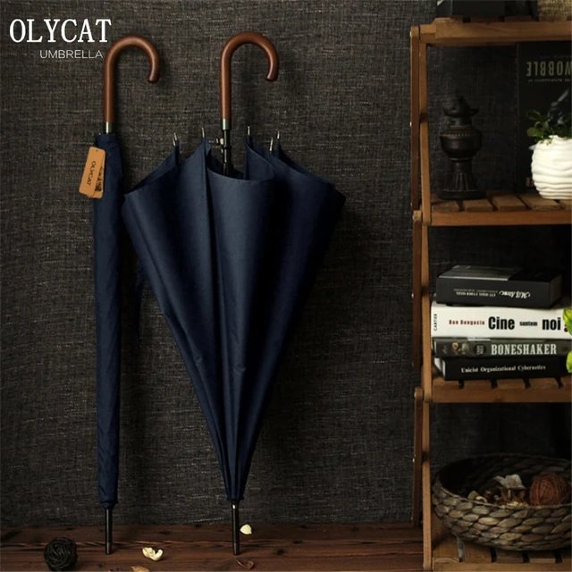 US $20.15 New Arrival OLYCAT Brand Long Umbrella 8K Windproof Wooden Handle Large Men Umbrellas Rain Quality 