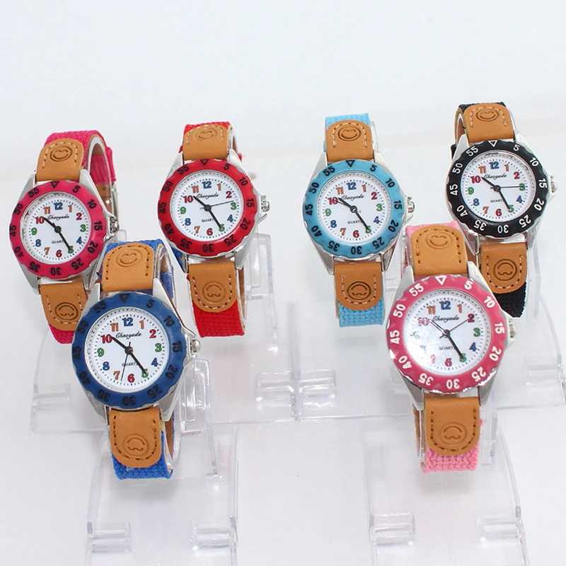 Милые кварцевые часы для мальчиков и девочек, детские тканевые часы с ремешком для студентов, наручные часы, подарки, цветной числовой циферблат, часы U32