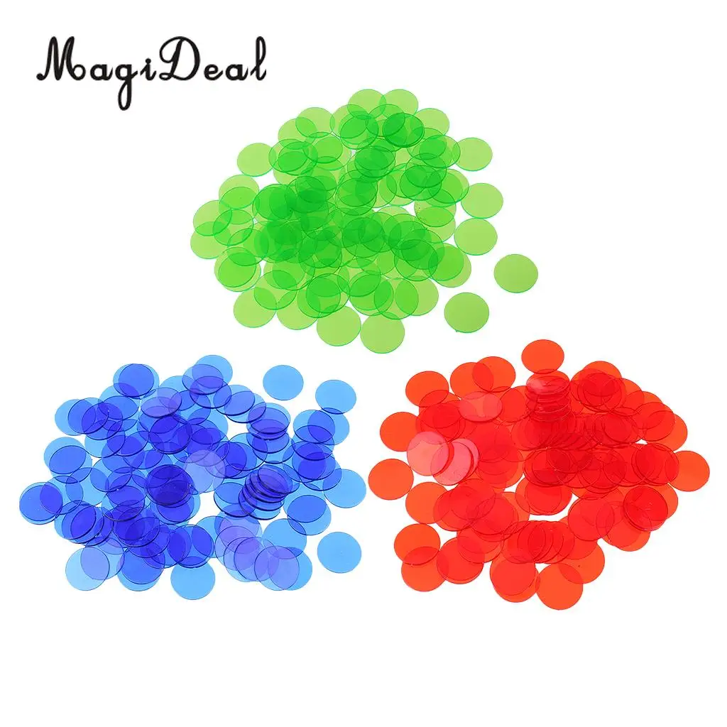 MagiDeal 300pc Translucent Bingo Chips Markers 3/4 Inch Poker Chips for Bingo Poker Board Game Cards Casino Accessories