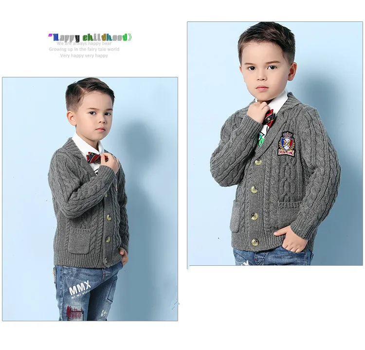 Детские Свитера Кардиган Для Мальчиков Весеняя Куртка Толщиная Верхняя ...