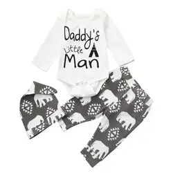 TELOTUNY 2018 3 шт. для новорожденных для маленьких мальчиков комбинезон с надписью Топы + брюки Кепки слон комплект для комплект одежды для