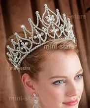 Awesome Full Round Tiara Crown Clear Crystal Austrian Rhinestones Diamante Headpiece Wedding Pageant Prom Party Hair Jewelry