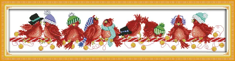

Christmas birds (2) Printed on Canvas DMC Counted Chinese Cross Stitch Kits printed Cross-stitch set Embroidery Needlework
