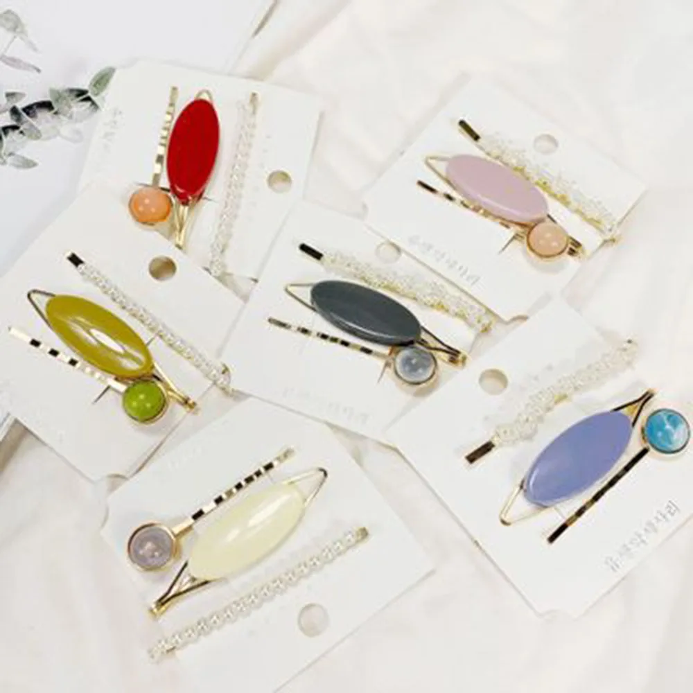 

2019 New 1 Set Design Korea Japan Metal Pearl Irregular Acetate Hair Clip For Women Girls Gift Party Hair Accessories Jewelry