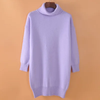 Женский кашемировый свитер средней длины - Цвет: Light Purple