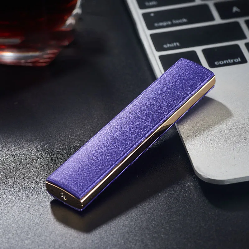 Новинка тонкая металлическая зажигалка для сигарет с usb зарядкой перезаряжаемая