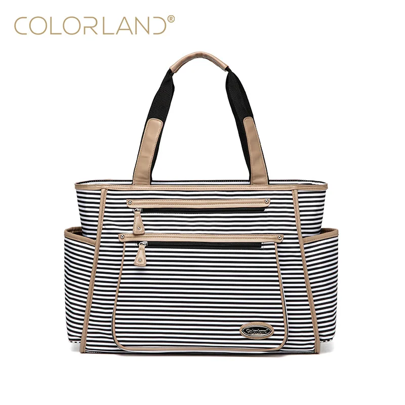 Stylish Striped Mommy Bag, Diaper Tote Bag with Independent Pockets, Large Capacity Mommy Bag with Gifts, Mom Hobos Bags