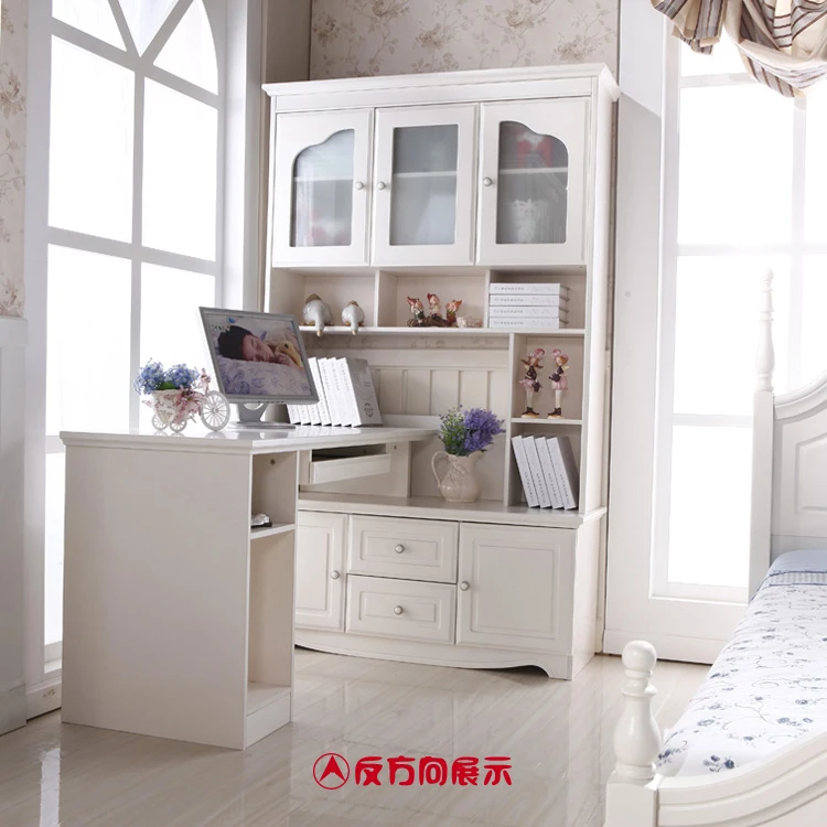 Korean Children Ivory Corner Desk Combination Bookcase Computer