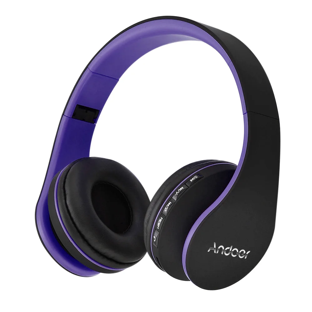 Andoer, цифровые, 4 в 1, многофункциональные, LH-811, стерео, Bluetooth 4,1+ EDR наушники, беспроводная гарнитура, музыкальные наушники с микрофоном - Цвет: purple
