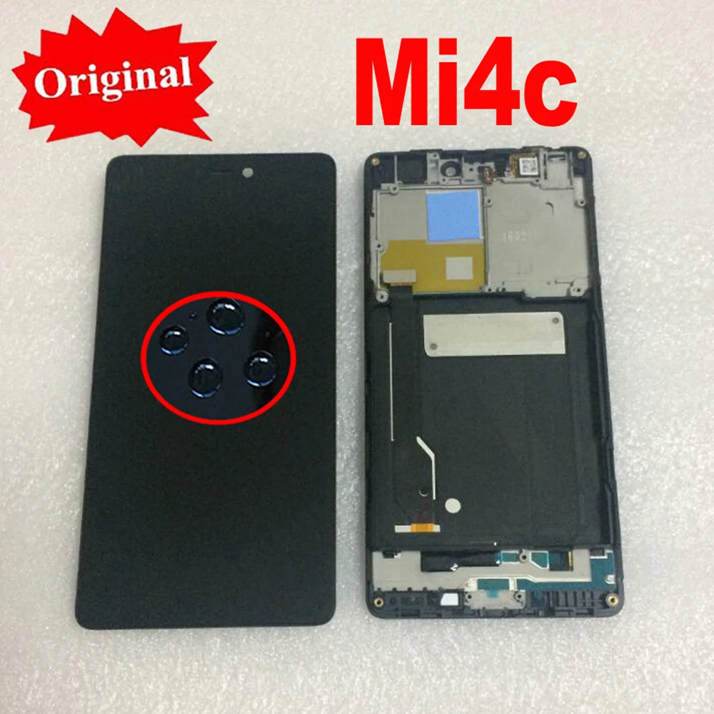 Goede 100% Originele NIEUWE LCD Touch Panel Display Screen Digitizer Vergadering met Frame Voor Xiao mi mi 4C M4C MI 4C telefoon Sensor Onderdelen