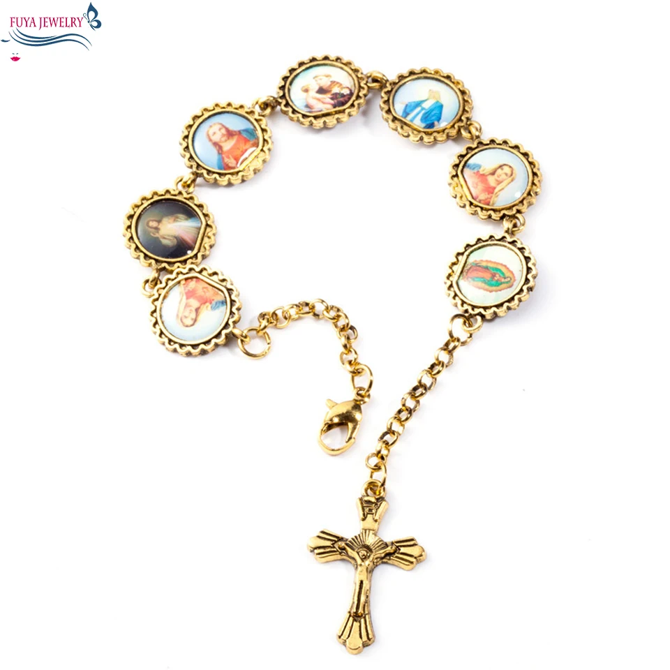 

New jesus cross bracelet mens womens jewelry Christian virgin mary alloy bracelets&bangles pulseira masculina Keepsake bracelet