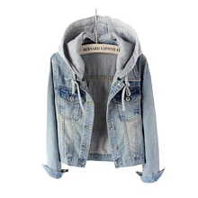 Осенняя куртка большого размера 5XL, съемная джинсовая куртка с капюшоном для женщин, женская ветровка, винтажное пальто, женские джинсы