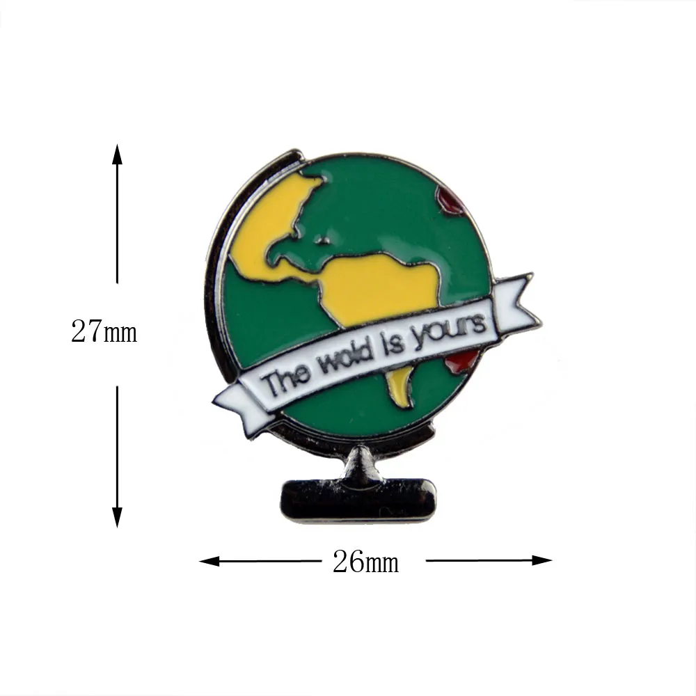 Эмалированная булавка с изображением карты мира, дорожная брошь с отворотом