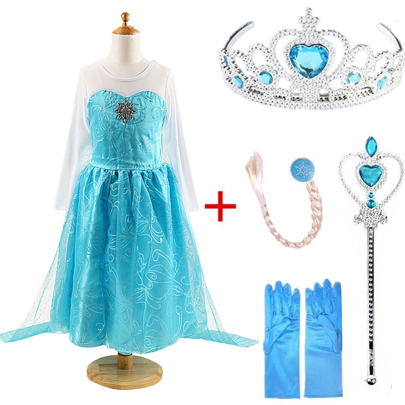 Snow Queen Elsa Dresses Frozen Princess Anna Elsa Dress for Girls Elza Cosplay Costumes Kids Girls Clothing Elsa Party Set