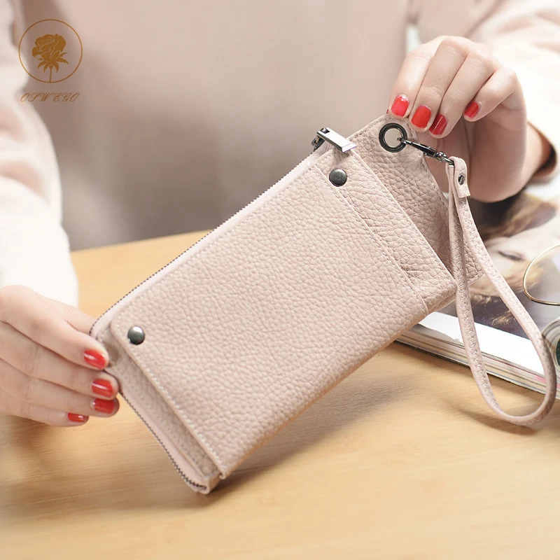 

OSWEGO Wallet Women PU Multi-card Holder Silm Coin Purse Ladies Long Wallet Large Capacity Cards Holder Phone Organizer Bag