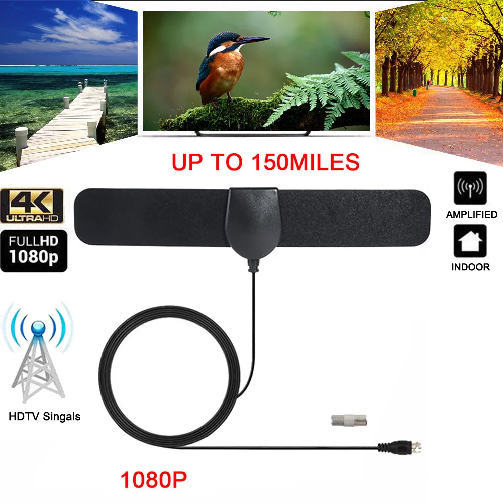 150 миль диапазон антенны ТВ цифровой HD 4K Крытый HDTV Поддержка 1080p GDeals|Телевизионные