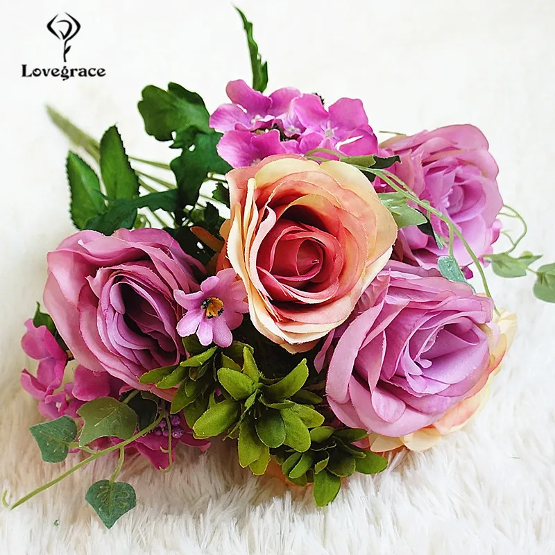 beautiful rose bouquet artificial rose wedding bouquet (25)