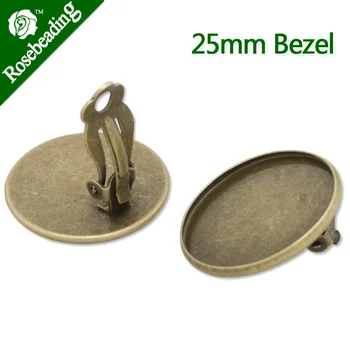 

25MM Round Antique Bronze Plated Ear Clip,earring bezel,fit 25MM glass cabochons,cabochon settings,buttons,sold 20pcs per lot