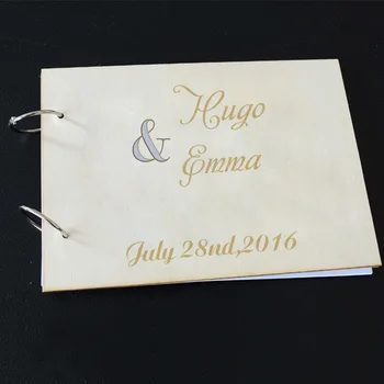 

Personalized Rustic Wedding Guestbook ,Wood Guest Book , Anniversary Engagement Gift, Memory Photo Album, Names & Date Engraved