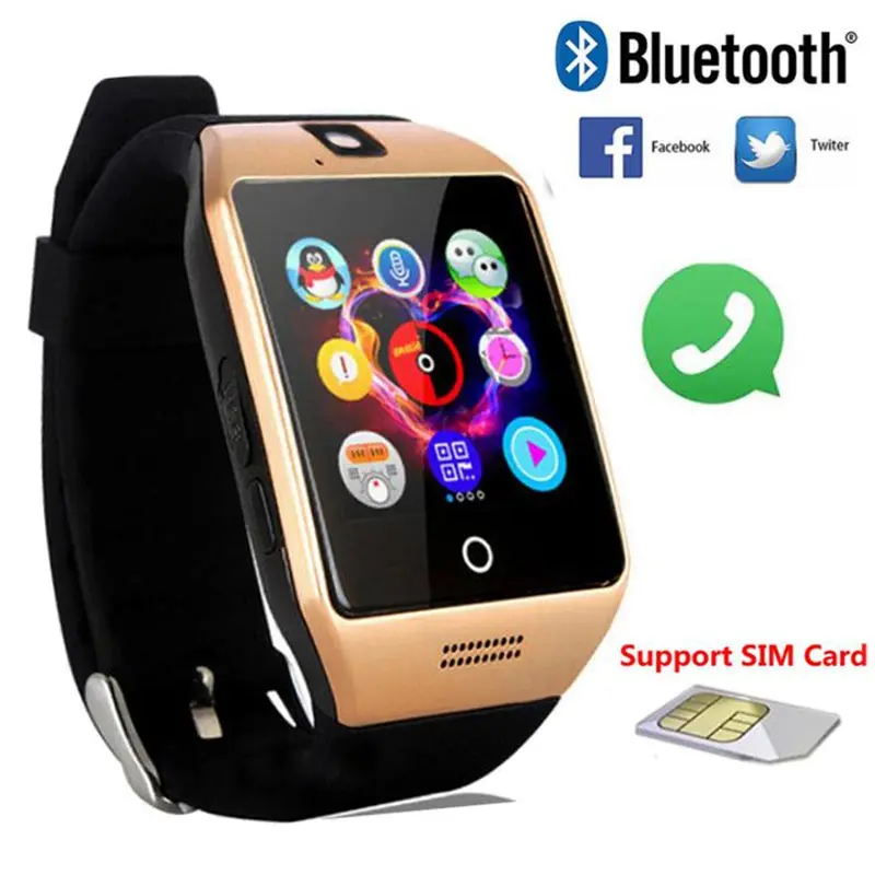 

Bluetooth Smart Watch Men Women Q18 Android Smartwatch Support TF SIM Card Touch Camera Fitness Connect Watch Phone VS DZ09 Y1