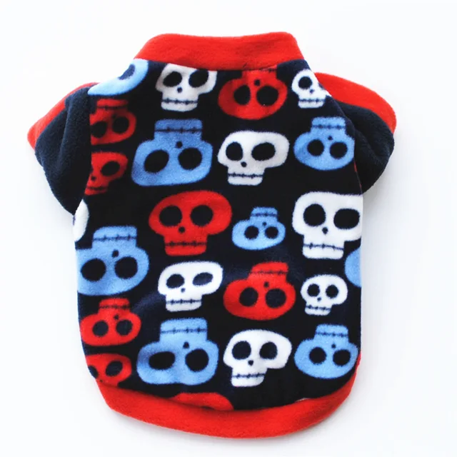 Warm Fleece Pet Dog Clothes Cute Skull Printed Pet Coat Puppy Dogs Shirt Jacket French Bulldog Pullover Camouflage Dog Clothing 4