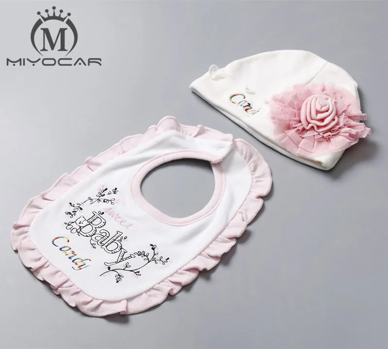 Miyocar персонализированные любое имя Белый шлем младенца Baby Bib элегантная шляпа хлопок принцесса комбинезон и шляпа Набор Baby Shower подарков - Цвет: set