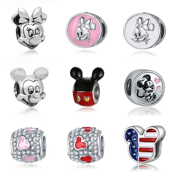 Abalorios para pulsera Pandora con diseño de Mickey, bisutería de joyería, bisutería francesa, Perfumes, abalorios Originales
