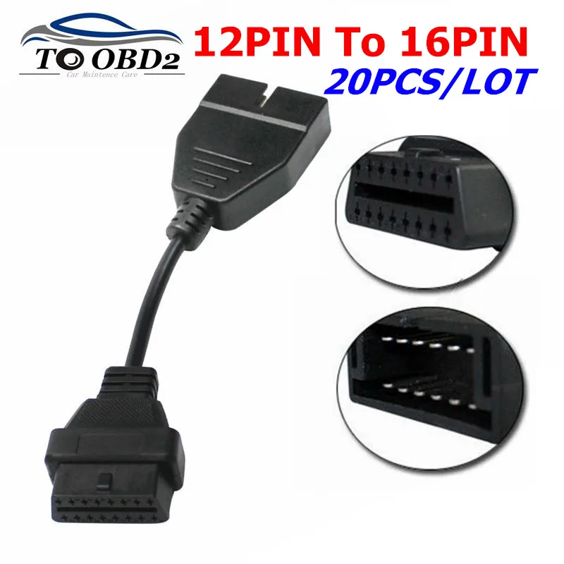 

20PCS/Lot wholesale for GM OBD 12pin to 16pin OBD1 OBD2 Adapter connector 12 pin for GM Car Diagnostic Adapter