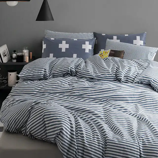 Bedding Sets Patterned Blue Striped Brief Coverlet Quilt Duvet