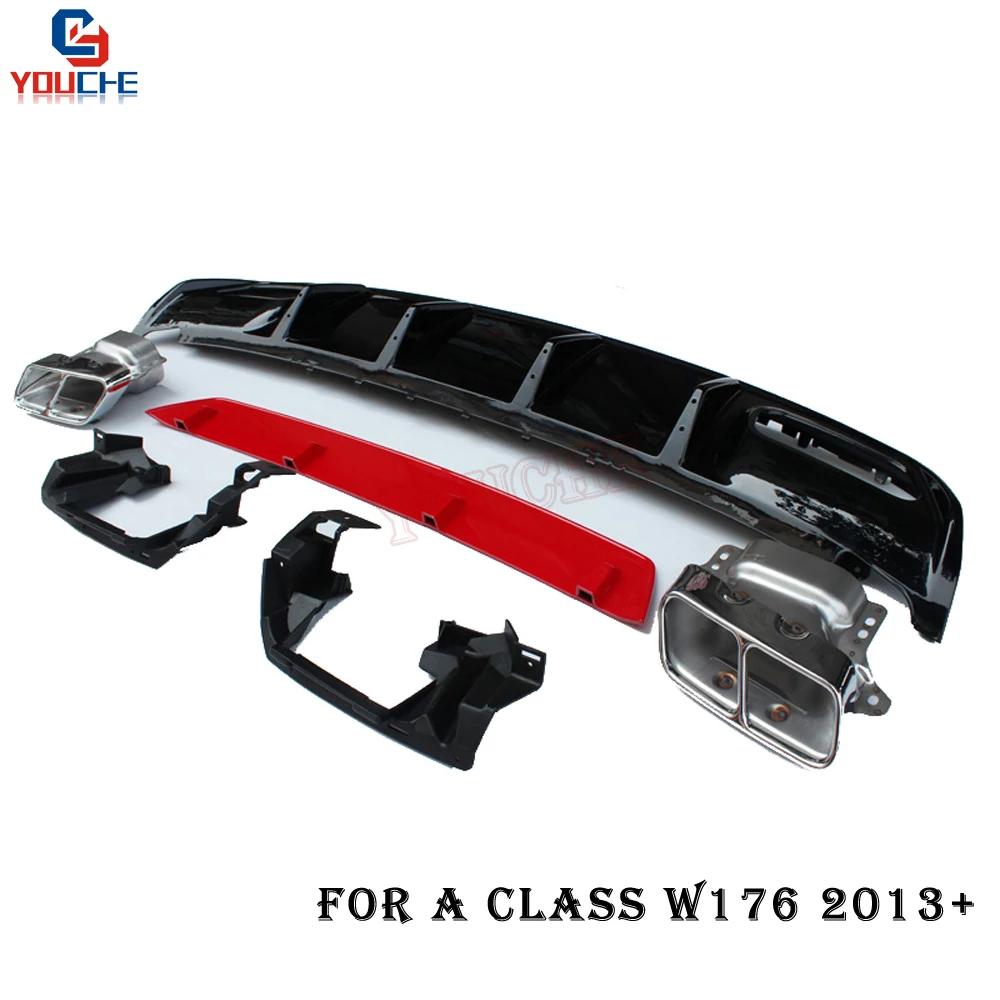 Для Mercedes W176 A Class A180 A200 A250 AMG упаковка A45 Style Diffuser & 304 из нержавеющей стали 4 выпускные