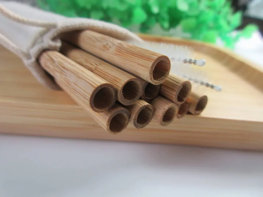 

Wholesales 100pcs Eco Friendly Reusable Straw 20cm Carbonized Bamboo Smoothie Straws Pointed Coffee Milk Drinking Straw
