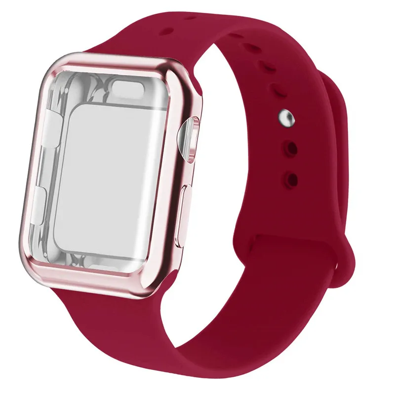 Ремешок для Apple Watch Series 4 44 мм 40 ремешок 1/2/3 38 42 силиконовый спортивный с ТПУ чехол