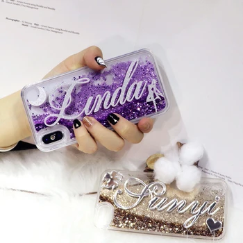

Luxury Fashion Glaring sparkle Shining Unique Custom name letter liquid glitter phone case for iPhone 6 6s 7 8 plus X XS MAX XR
