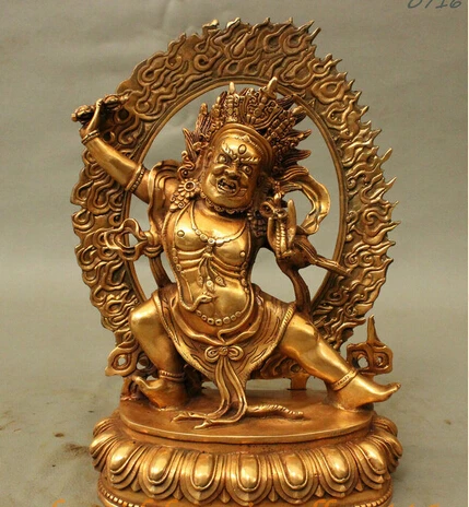 

bi003421 10" Chinese Tibetan Buddhism Bronze Gilt Vajrapani Bodhisattva Statue Sculpture