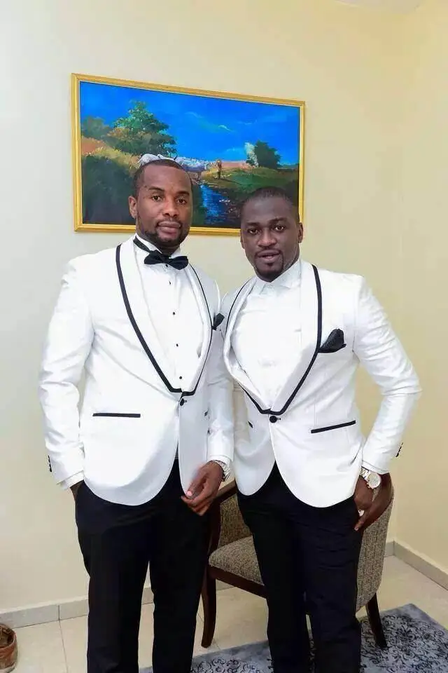 2016 font b Custom b font font b Made b font White Men Slim Fits Grooms