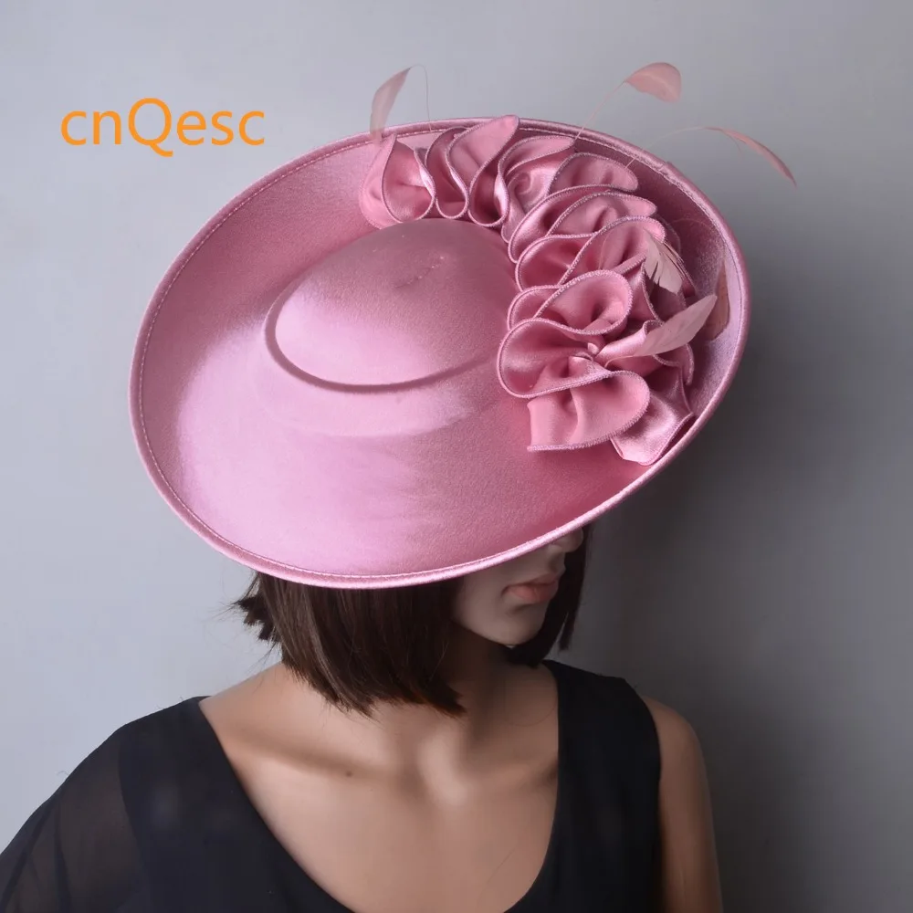 Blush pink Large Formal dress hat Matte satin fascinator kentucky derby