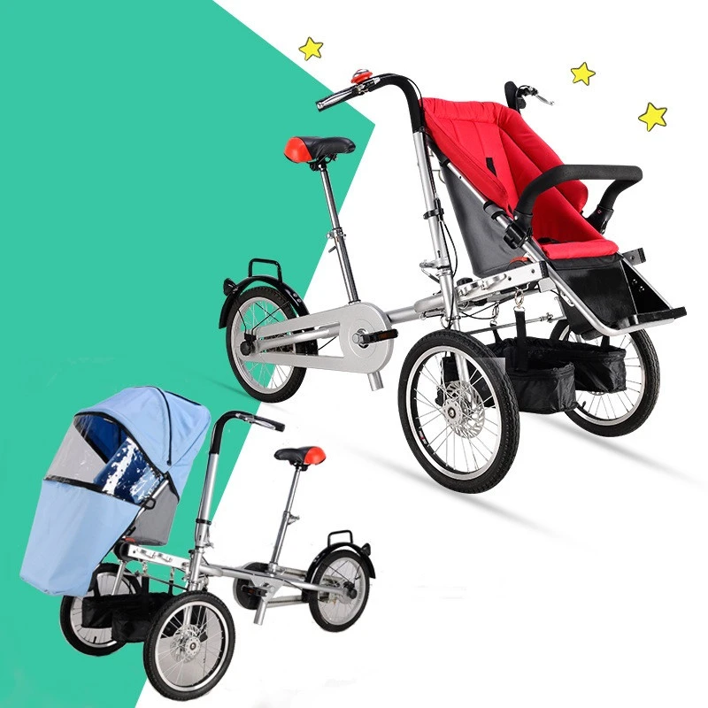 precio marca Taga bicicleta Similar y bebé coche bicicleta cochecito padres niños gemelos carrito plegable bebé|Cochecito de tres ruedas| - AliExpress