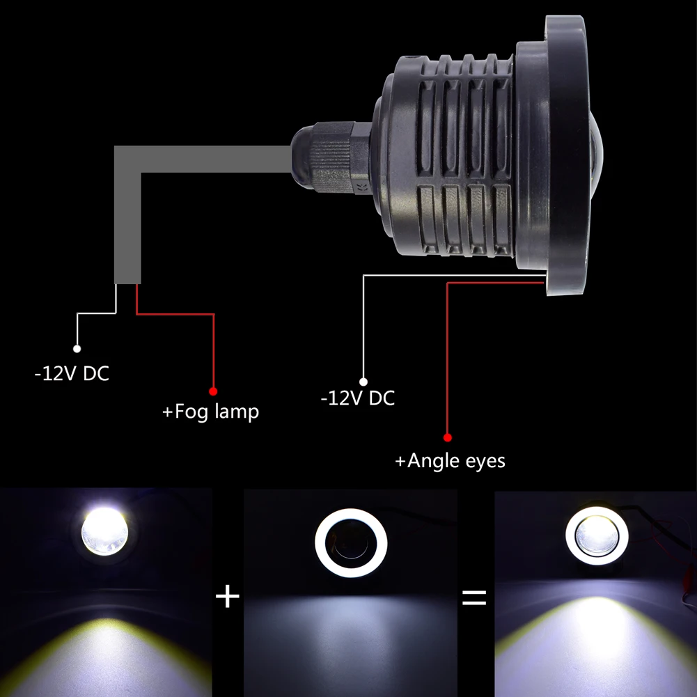 2 шт. 3,5 3,0 2,5 дюймов удара Ангельские глазки Противотуманные фары Led автомобилей туман лампы Керамика Halo кольца DRL дневного свет 89 мм 76 мм 64 мм