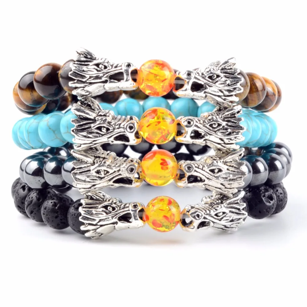 Мужской браслет амулет с драконом Pulseira Masculina браслеты подвеской из натурального