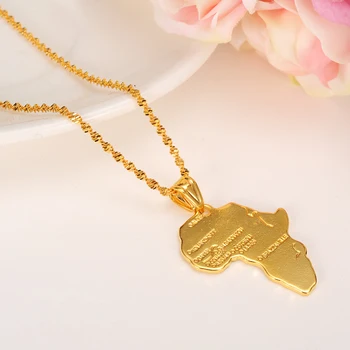 

Bangrui Africa Map Gold Necklace Pendant Yellow Color Jewelry Women Men Unisex Pendant chain african like item gift