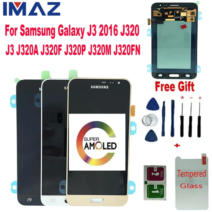 ЖК-дисплей IMAZ Super AMOLED 5 0 дюйма для Samsung Galaxy J3 2016 J320 J320F J320H дигитайзер в сборе J320FN |