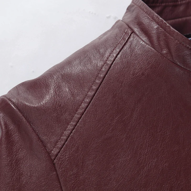  Men's leather jacket England solid color Slim leather artificial leather large size men's leather l
