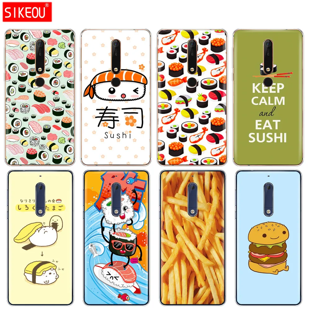 

silicone cover phone case for Nokia 5 3 6 7 PLUS 8 9 /Nokia 6.1 5.1 3.1 2.1 6 2018 Japanese Sushi design