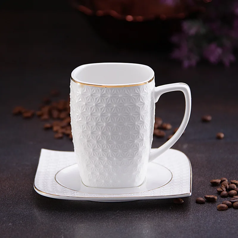 

Ceramic Coffee Cup High-grade Carved Cups Gilt Coffee Cup and Saucer Bone china