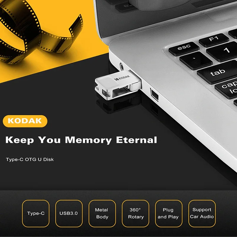 Оригинальный USB флеш накопитель Kodak USB3.1 с двумя интерфейсами металлический K223C 16