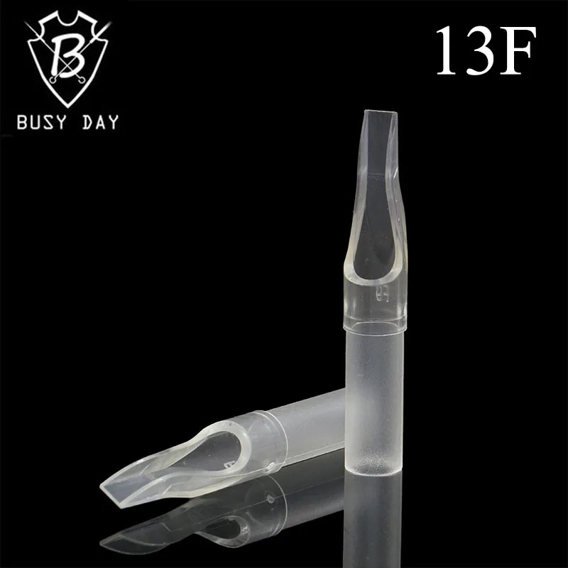50pcs Disposable 13F Tattoo Tips 13 Flat Round Size Clear Plastic