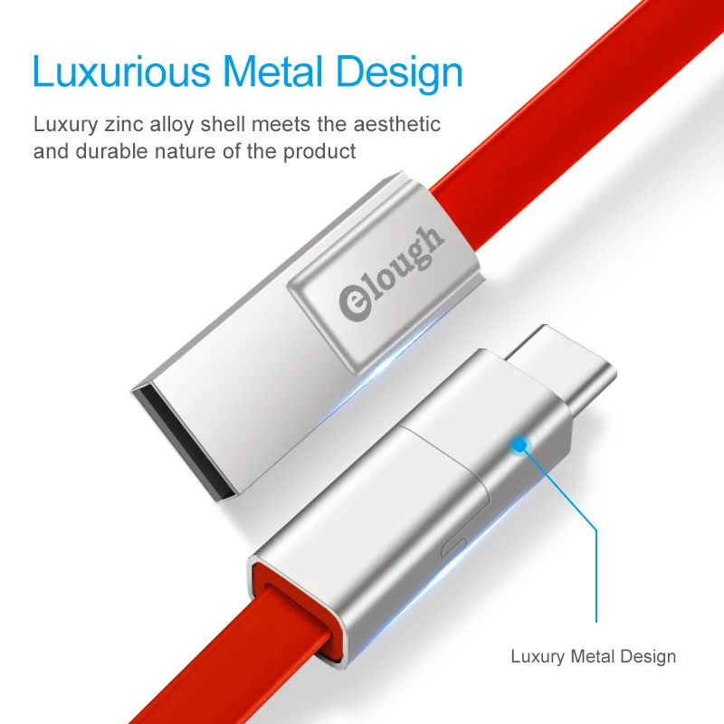 Elough DIY renovar USB tipo C Cable para Samsung Huawei Xiaomi de carga rápido QC 3,0 tipo-C teléfono móvil cargador de Energías Renovables de Cable USB