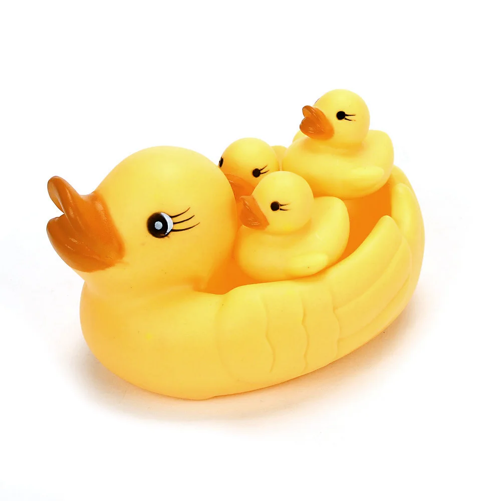 New Mummy & Baby Yellow Floating Rubber Race Squeaky Ducks Family Duck