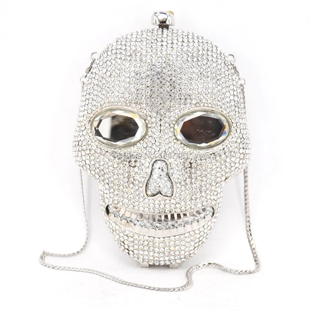 LaiSC Luxury crystal Skull evening bag -8